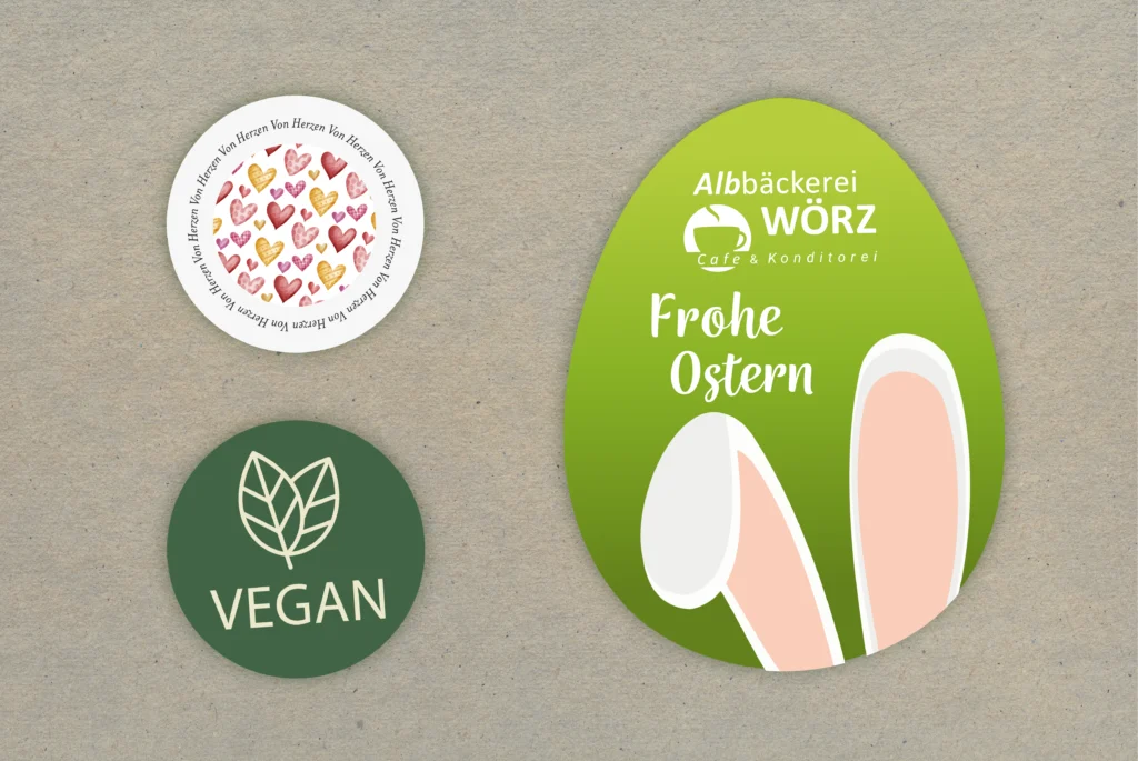 Etiketten und Sticker Albbäckerei Wörz
